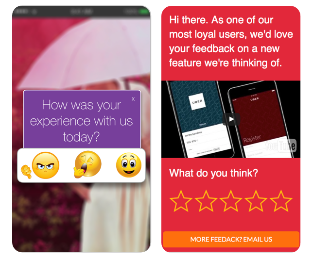 Emoticon survey and star rating app feedback