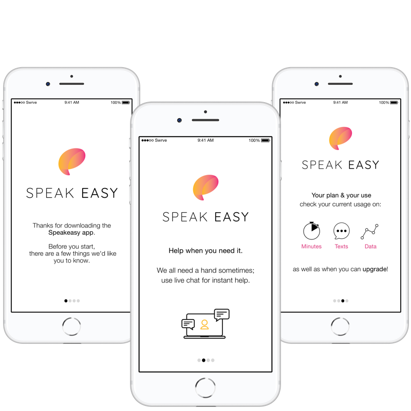 Speak Easy app screens